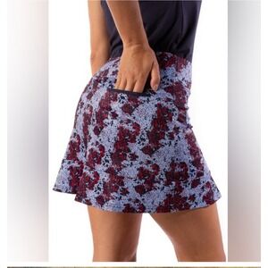 Golftini Golf Skort Athletic‎ Floral Print Pull On Skirt Red Blue Medium